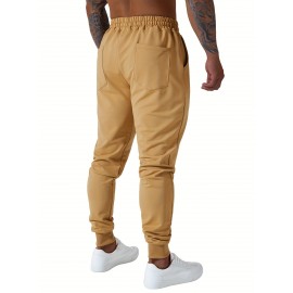 1pc Men'S Casual Sports Joggers - Polyester Knit Athletic Pants with Side Pockets, Elastic Waistband, Solid Color, Regular Fit for Gym & Workout - All Seasons