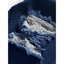 Men's Slim Fit Ripped Jeans, Stretchy Denim, Casual Regular Fit