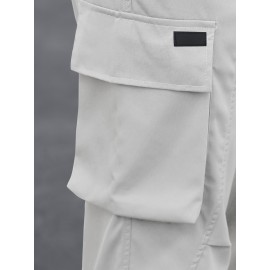 Men's Cargo Pants, Fashionable Casual Workwear, Polyester, Solid Color, Non-Stretch, Regular Fit, Woven Fabric, Novelty Clothing for Men