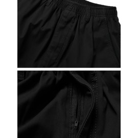 Men's Fleece Lined Casual Pants, Elastic Waist Pants Workwear Leisure Fashion Pants Cargo Pants