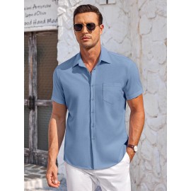 Mens Summer Beach Shirt Short Sleeve Shirts Casual Button Down Shirts Wrinkle Free