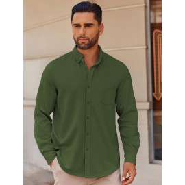 Men'S Long Sleeve Wrinkle Free Shirt Casual Button Down Shirt for Men Untucked Shirts with Pocket