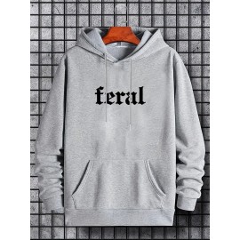 Men's Oversized Hip-Hop Style Hoodie with Geometric Print - Casual Pullover Sweatshirt for Fall & Winter, Polyester, Machine Washable