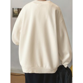 MOGAO Casual Geometric Sweatshirt for Men - Polyester Knit Fabric, Long Sleeve, Regular Fit, Round Neck, Comfortable and Trendy Unisex Hoodie