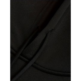 Men's Casual Fleece-Lined Hoodie with Letter Print - Cozy Pullover Sweatshirt, Kangaroo Pocket, Long Sleeve, Polyester Blend