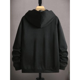 Men's Fashion Cross Print Long Sleeve Hoodie - Classic Zip-Up Design, Casual Style, Ideal For Fall And Winter