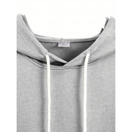 1pc Dr Pepper Print Men'S Casual Hoodie - Cozy Long Sleeve Pullover with Hood, Polyester Fabric, Regular Fit, Stretchy, for Autumn/Winter